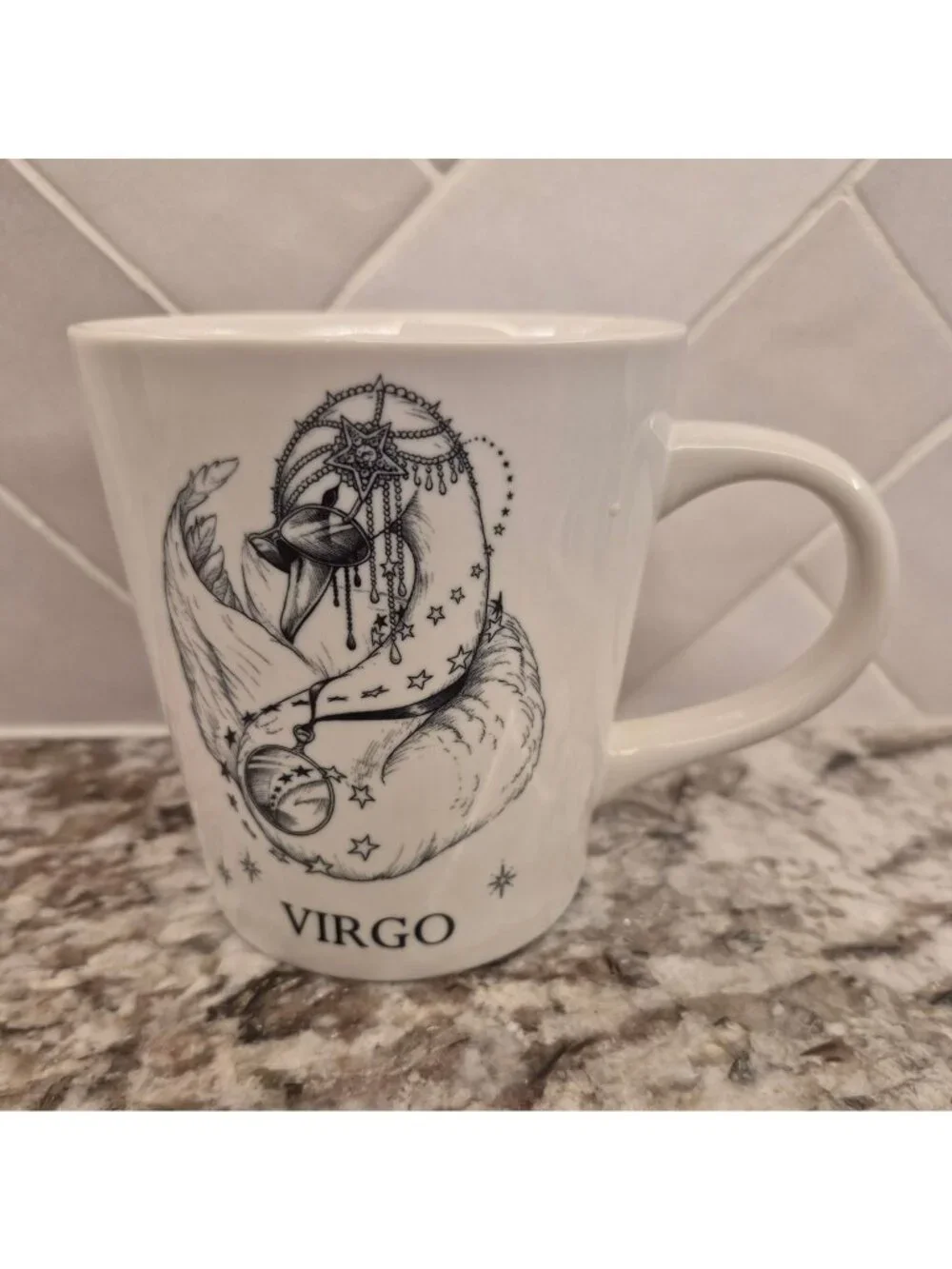 Virgo Zodiac Mug With Artistic Design 12 Oz Ceramic Cup Inspirational Inner Text